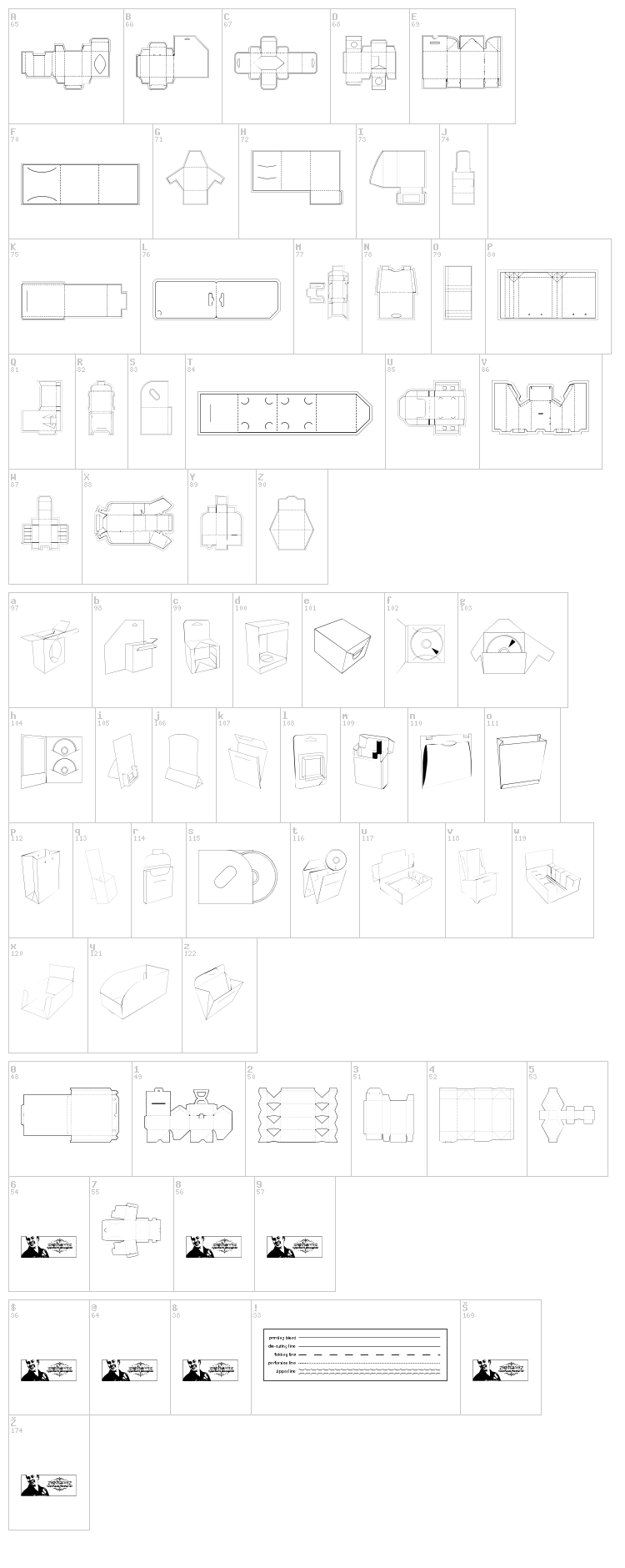 FTF Inspillo Packagee font map